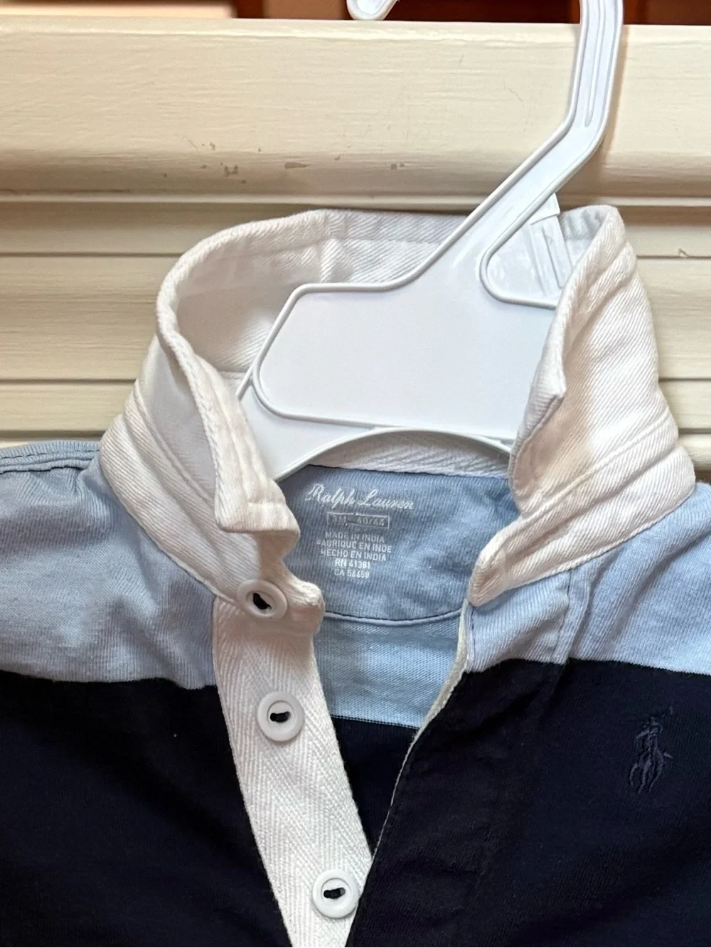 Ralph Lauren Blue Striped Long Sleeve Rugby Shirt Infant 3M